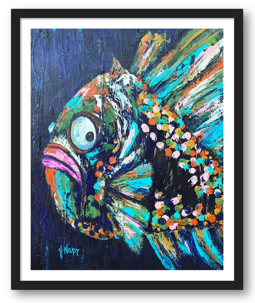 Slightly Concerned colorful fish art print by Jennifer Narr