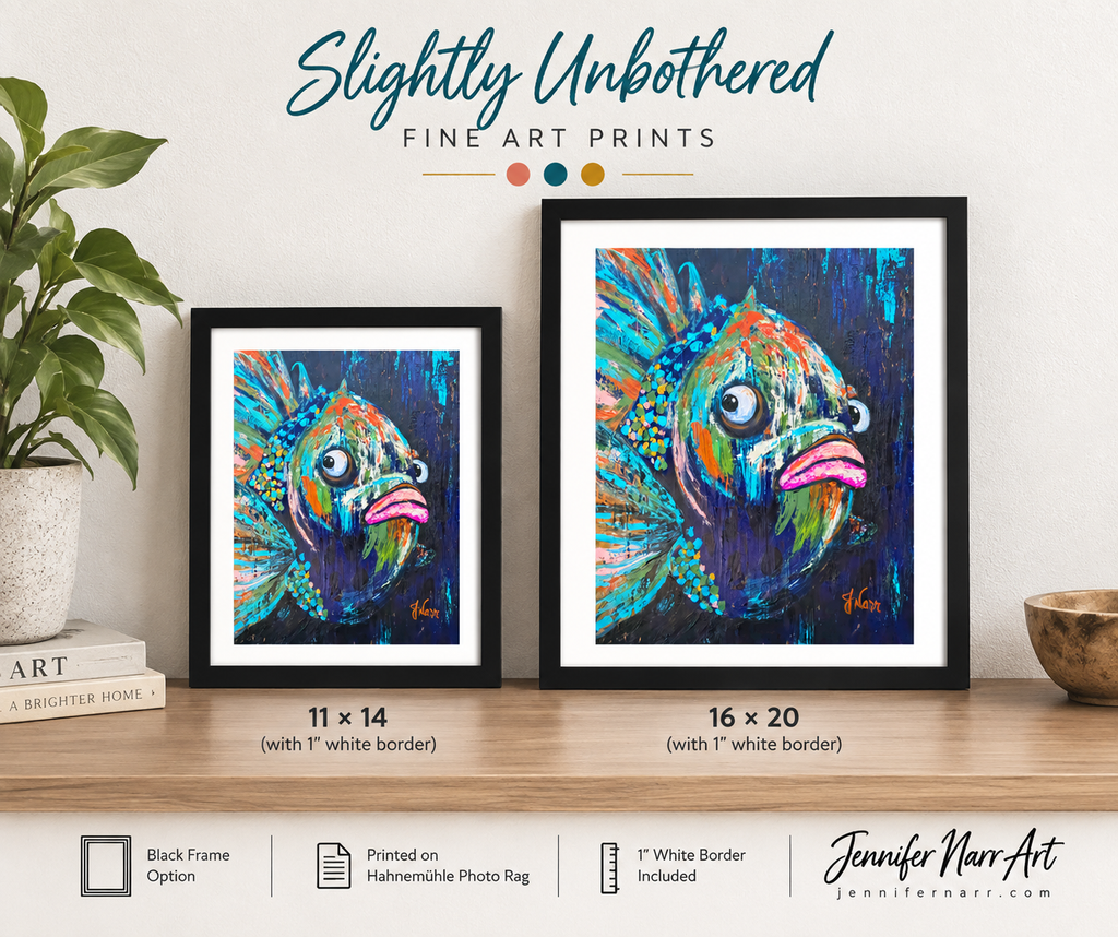 Slightly Unbothered fish giclée print with white border
